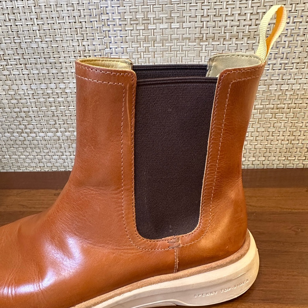 🌟3xHP🌟Sperry Gold Cup Commodore Plushwave  Cognac Tan Leather Chelsea Boot 11 - Picture 8 of 16